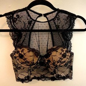 Victoria’s Secret black lace bra 32B, never worn